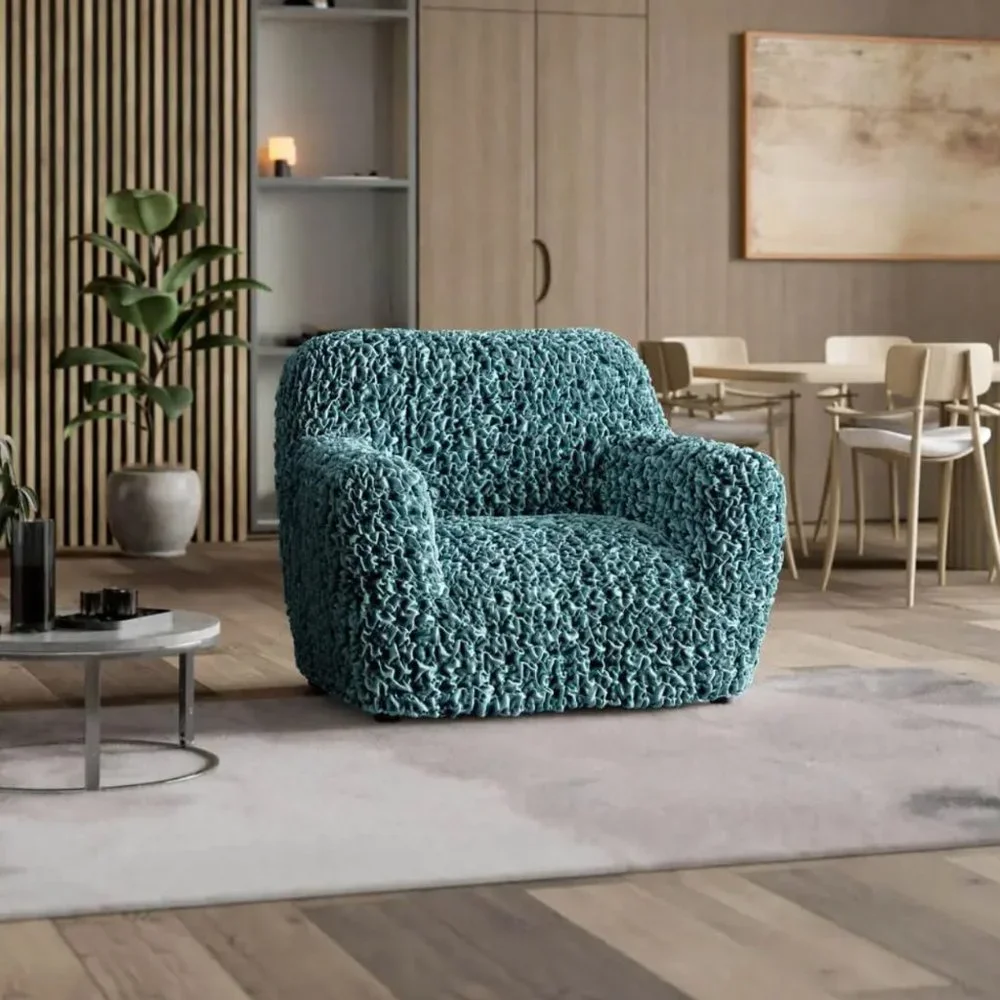 ARMCHAIR SLIPCOVER, FUCO VELVET COLLECTION, DARK TURQUOISE